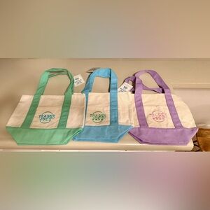 Trader Joe's Mini Canvas Tote - Pastel Blue Trim